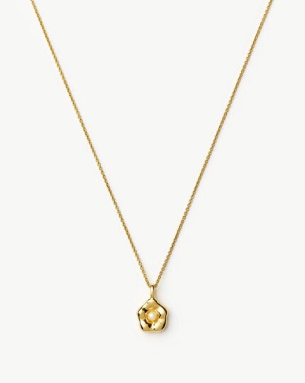 Eny Puffy Daisy Pendant Necklace | 18ct Gold Plated/Pearl
